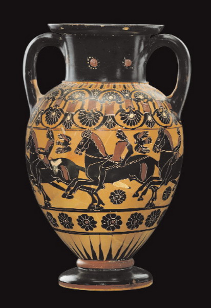 cartoline Anfora calcidese con cavalcata di giovani Attribuita ad officina magnogreca ca. 550-540 a.C.- Altezza cm 28,7 Già Collezone Shelby White