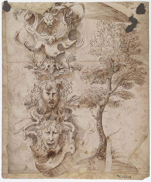 FN14247v_jpg Domenico Campagnola (Venezia ante 1500 - Padova 1564) Studio di albero e di candelabra (verso) penna e inchiostro bruno