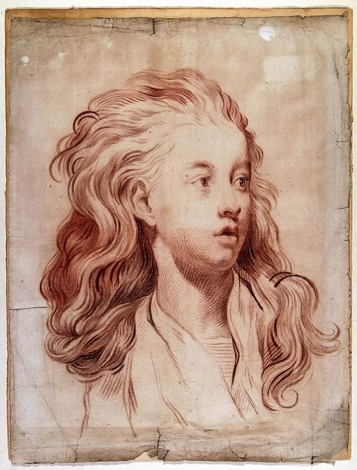FN14350_jpg Scuola francese fine XVIII - inizi XIX secolo Testa di fanciulla sanguigna rossa e bruna