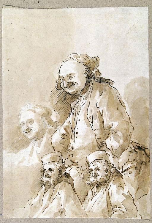 FN14645_jpg Carlo Marchionni (Roma 1702 - 1786) Studi di caricature matita nera, penna, inchiostro nero e bruno acquarellato