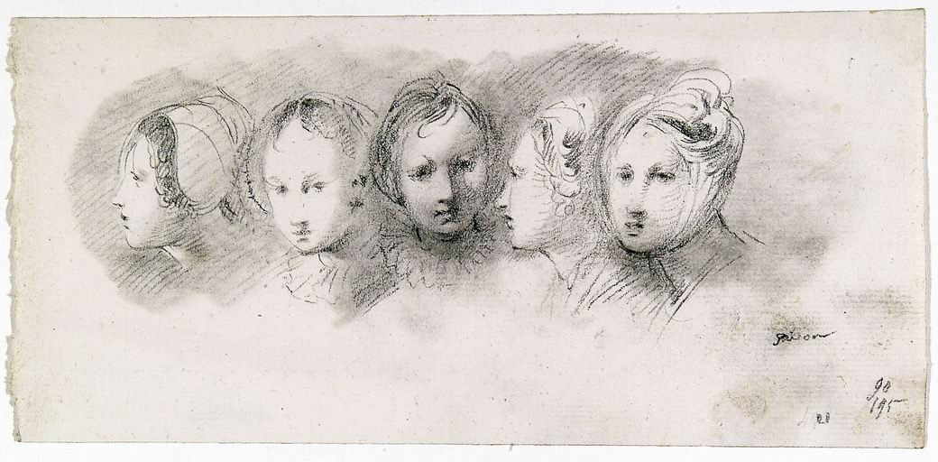 FN15236_jpg Giuseppe Bernardino Bison (Palmanova, Udine 1762 - Milano 1844) Teste di fanciulle Carboncino