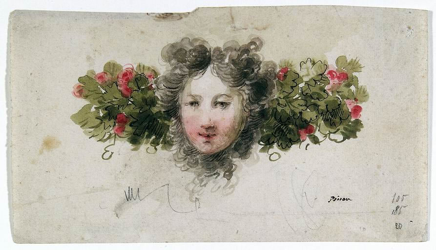 FN15237_jpg Giuseppe Bernardino Bison (Palmanova, Udine 1762 - Milano 1844) Studio di decorazione tracce di matita, penna, inchiostro bruno e nero, acquarelli policromi