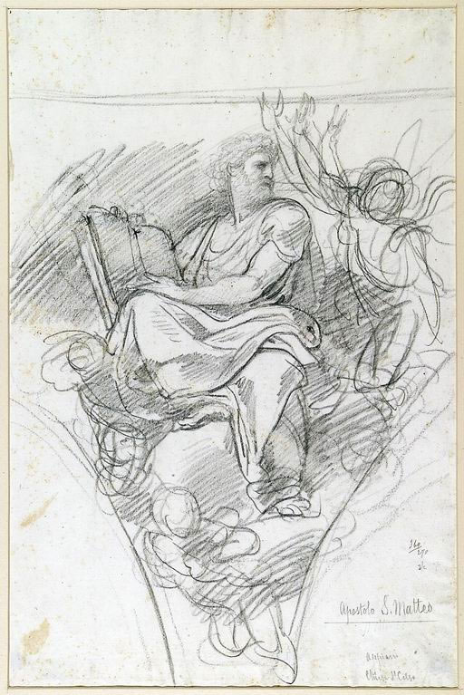 FN15899_jpg Andrea Appiani (Milano 1754 - 1817) Studio per l’Evangelista Matteo per uno dei pennacchi della cupola della Chiesa di Santa Maria presso San Celso, Milano matita