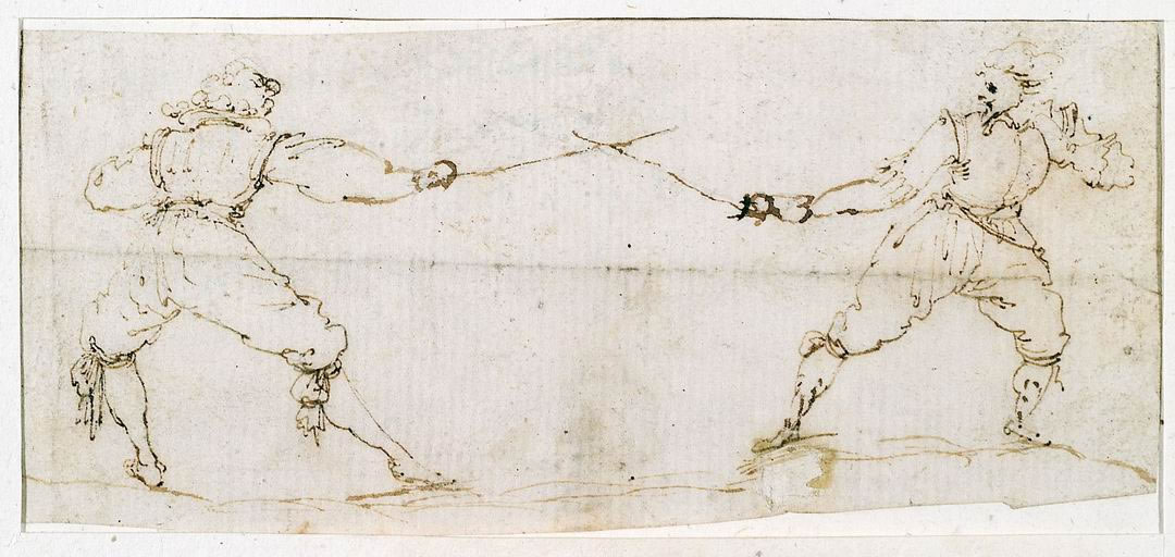FN16625_jpg Stefano Della Bella (Firenze 1610 - 1664) Duello al fioretto penna e inchiostro bruno