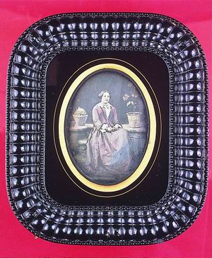 cat163-1 Vittorio della Rovere, Ritratto di giovane signora in giardino, 1854. (Roma, ICCD - Museo Archivio della Fotografia Storica, Collezione Becchetti)