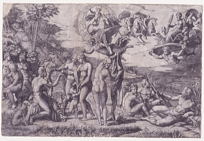 1_05 Marcantonio Raimondi (S.Andrea in Argine 1480 ca. - Bologna 1534 ca.) Giudizio di Paride, da Raffaello 1513-1514 ca. Bulino