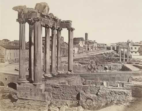 Anderson James, Foro Romano. Veduta col Tempio di Saturno,1854-1855, albumina