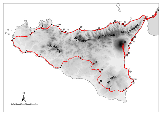 mappa Viaggio in Sicilia