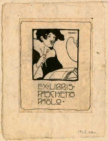 Ex libris Paschetto Paolo. (1903-1906). Inchiostro di china e grafite. 100x79, APP